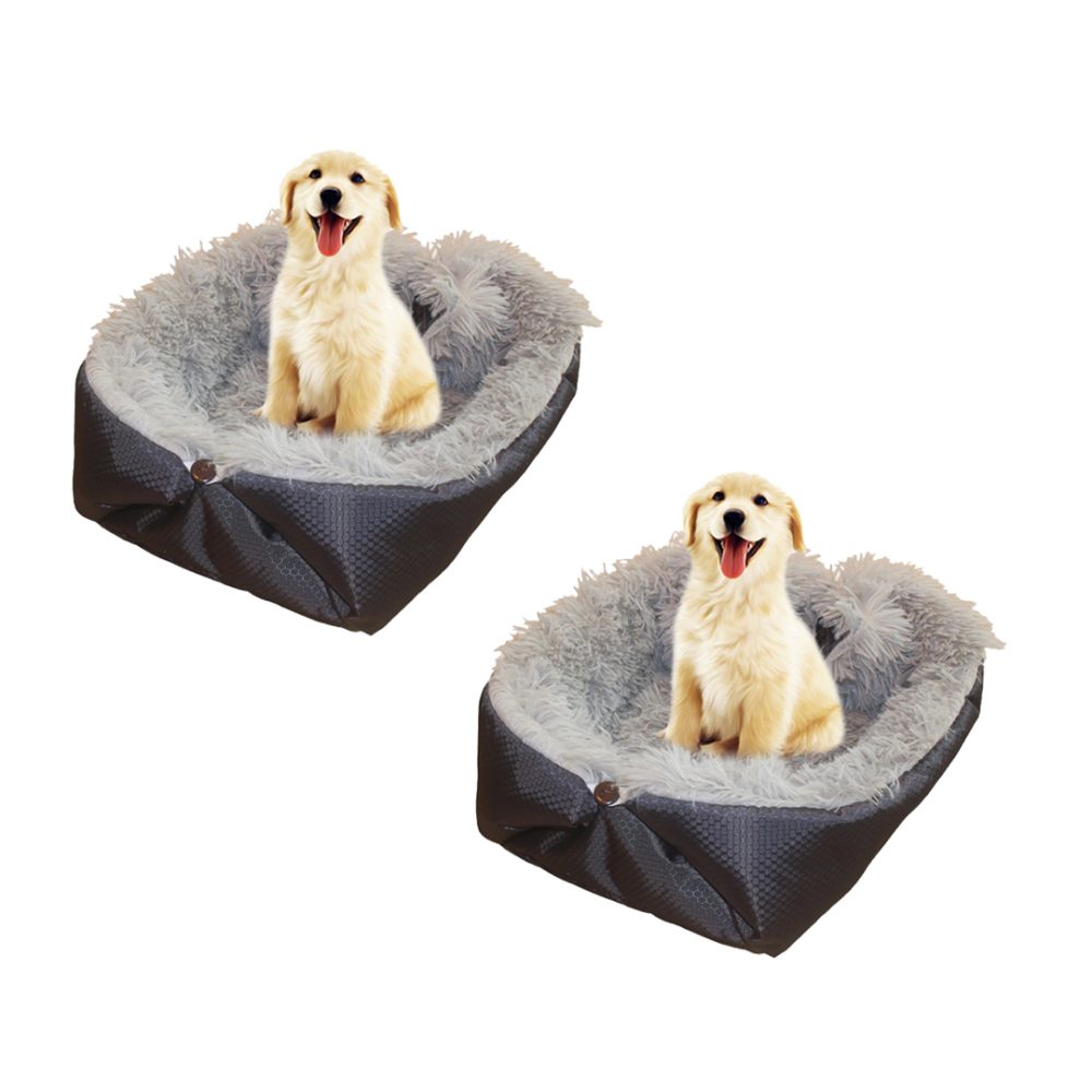 1-SOGA 2X Black Dual-purpose Cushion Nest Cat Dog Bed Warm Plush Kennel Mat Pet Home Travel Essentials
