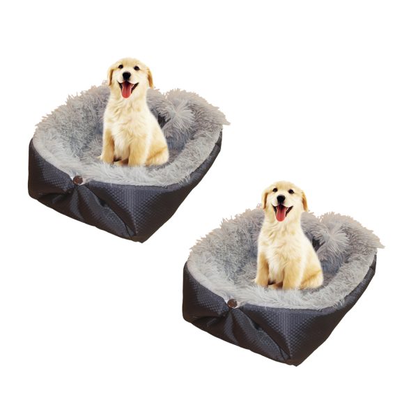 1-SOGA 2X Black Dual-purpose Cushion Nest Cat Dog Bed Warm Plush Kennel Mat Pet Home Travel Essentials