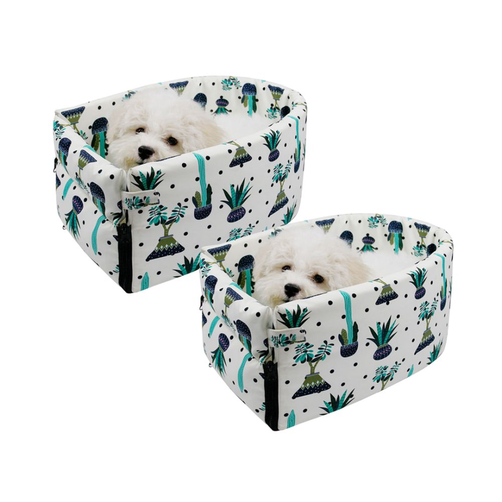 1-SOGA 2X Car Central Control Nest Pet Safety Travel Bed Dog Kennel Portable Washable Pet Bag White