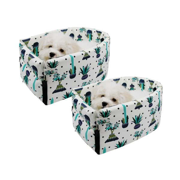 1-SOGA 2X Car Central Control Nest Pet Safety Travel Bed Dog Kennel Portable Washable Pet Bag White