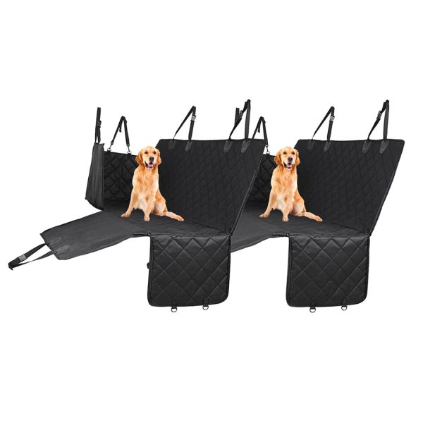 1-SOGA 2X 600D Oxford Cloth Waterproof Dog Car Cover Back Seat Protector Hammock Non-Slip Pet Mat Black