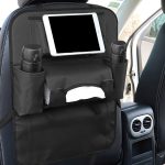 5-SOGA 2X  PVC Leather Car Back Seat Storage Bag Multi-Pocket Organizer Backseat and iPad Mini Holder Black