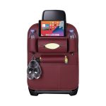 1-SOGA PVC Leather Car Back Seat Storage Bag Multi-Pocket Organizer Backseat and iPad Mini Holder Red