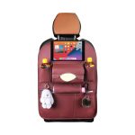 3-SOGA PVC Leather Car Back Seat Storage Bag Multi-Pocket Organizer Backseat and iPad Mini Holder Red