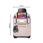 2-SOGA 2X Leather Car Back Seat Storage Bag Multi-Pocket Organizer Backseat and iPad Mini Holder White