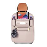 3-SOGA 2X Leather Car Back Seat Storage Bag Multi-Pocket Organizer Backseat and iPad Mini Holder White