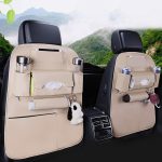4-SOGA 2X Leather Car Back Seat Storage Bag Multi-Pocket Organizer Backseat and iPad Mini Holder White