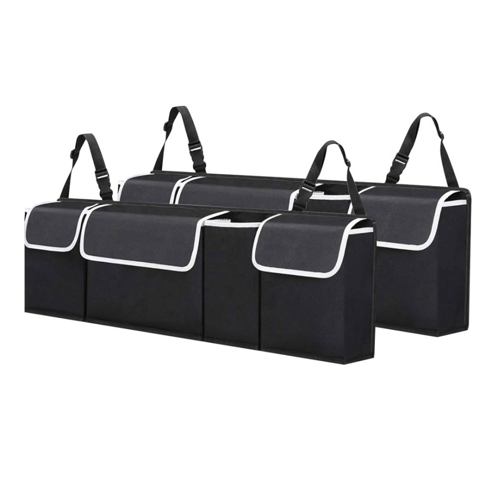 1-SOGA 2X Oxford Cloth Car Storage Trunk Organiser Backseat Multi-Purpose Interior Accessories Black