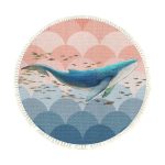 1-SOGA 120cm Round Tassels Shark Print Area Rugs