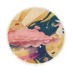 1-SOGA 120cm Round Tassels Carpet Sky Landscape Clouds Boho Circle Area Rugs