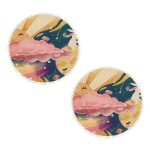 1-SOGA 2X 120cm Round Tassels Carpet Sky Landscape Clouds Boho Circle Area Rugs