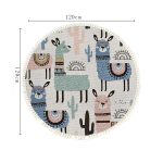 6-SOGA 2X 120cm Alpaca Cactus Pattern Rug Desert Animals Non-Slip Round Area Rugs for Living Room Dining Room