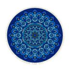 1-SOGA 90cm Blue Mandala Round Carpet for Living Room Bedroom Anti-slip Doormat