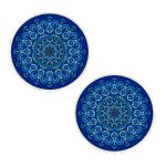 1-SOGA 2X 90cm Blue Mandala Round Carpet for Living Room Bedroom Anti-slip Doormat