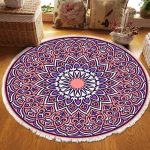 2-SOGA 90cm Purple Mandala Round Carpet for Living Room Bedroom Anti-slip Doormat
