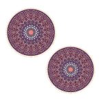 1-SOGA 2X 90cm Purple Mandala Round Carpet for Living Room Bedroom Anti-slip Doormat