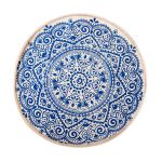 1-SOGA Blue Carpet Soft Linen Bohemian Non-Slip Floor Retro Minimalist Round Rug Home Decor with Tassels