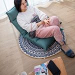 3-SOGA 2X Blue Carpet Soft Linen Bohemian Non-Slip Floor Retro Minimalist Round Rug Home Decor with Tassels