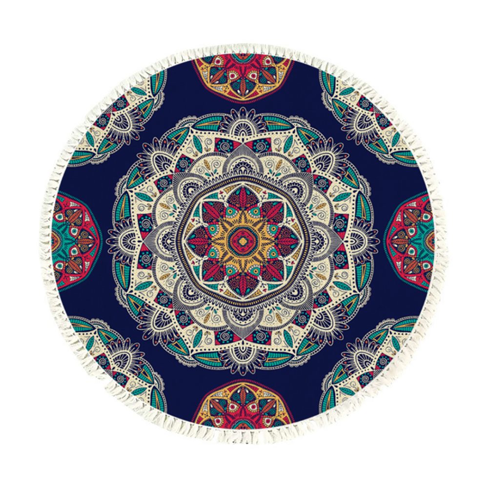 1-SOGA 90cm Round Rug Bohemian Circle Area Rug with Bohemian Geometric Pattern