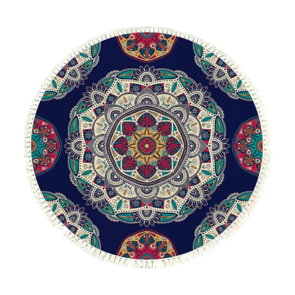 1-SOGA 90cm Round Rug Bohemian Circle Area Rug with Bohemian Geometric Pattern