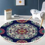 2-SOGA 2X 90cm Round Rug Bohemian Circle Area Rug with Bohemian Geometric Pattern