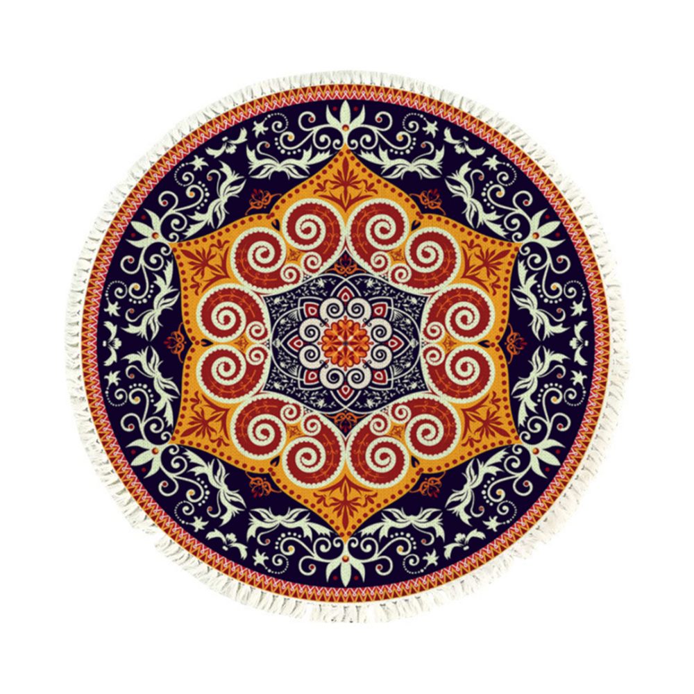 1-SOGA 90cm Round Mandala Ethnic Style Round Carpet 1-SOGA 90cm Round Mandala Ethnic Style Round Carpet