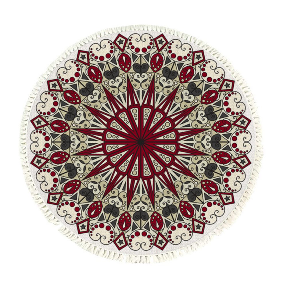 1-SOGA 120cm Mandala Modern Ethnic Tassel Print Anti-slip Doormat