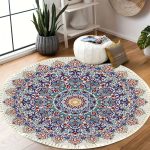 4-SOGA 120cm Mandala Round Area Thick Anti-slip Doormat