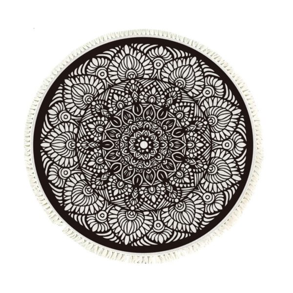 1-SOGA 120cm Mandala Modern Ethnic Tassel Print Anti-slip Doormat