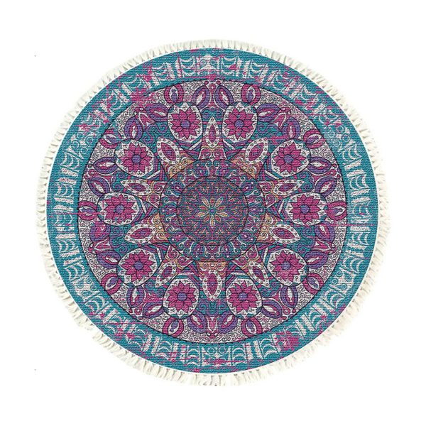 1-SOGA 120cm Mandala Area Rug for Living Room Lounge