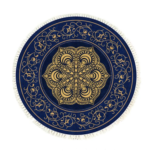 1-SOGA 90cm Area Rug Turquoise and Grey Abstract Art Painting Teal Anti-slip Doormat