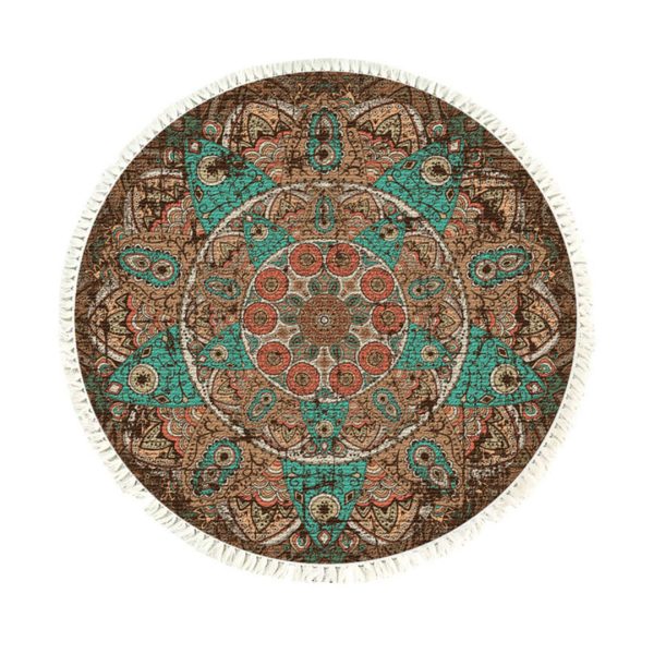 1-SOGA 90cm Mandala Round Area Thick Anti-slip Doormat