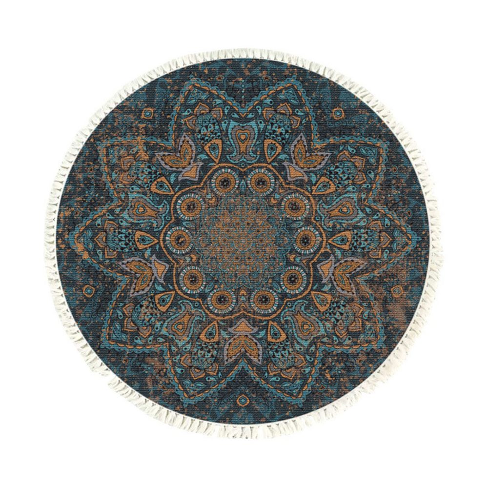 1-SOGA 120cm Mandala Pattern Circle Area Rugs for Living Room Lounge