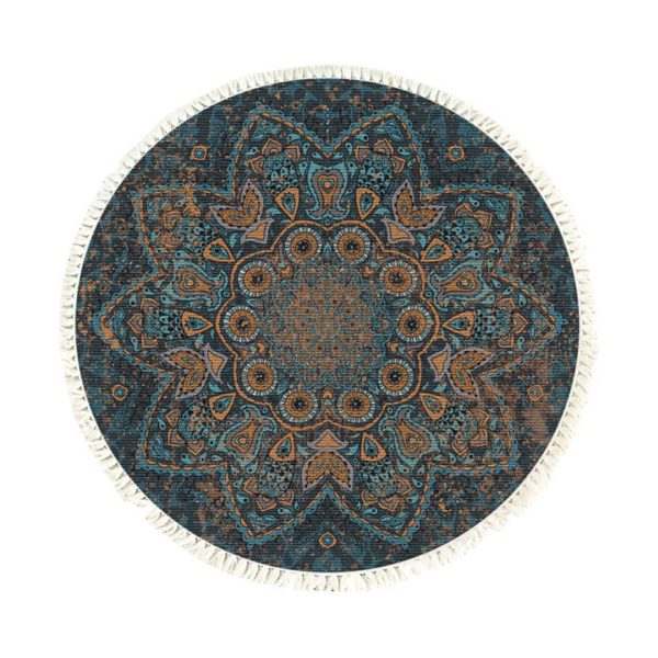 1-SOGA 120cm Mandala Pattern Circle Area Rugs for Living Room Lounge