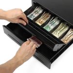 5-SOGA 4 Bills 8 Coins Cash Tray With Lockable Lid Heavy Duty Spare Cash Tray Black