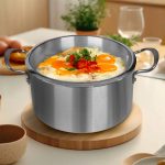 5-SOGA 2X Stainless Steel 28cm Casserole With Lid Induction Cookware