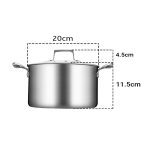 2-SOGA 20cm Stainless Steel Soup Pot Stock Cooking Stockpot Heavy Duty Thick Bottom with Glass Lid