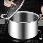 7-SOGA 26cm Stainless Steel Soup Pot Stock Cooking Stockpot Heavy Duty Thick Bottom with Glass Lid