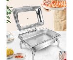 2-SOGA 2X Stainless Steel Rectangular Chafing Dish Tray Buffet Cater Food Warmer Chafer with Top Lid