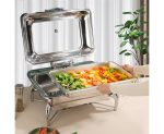 5-SOGA 2X Stainless Steel Rectangular Chafing Dish Tray Buffet Cater Food Warmer Chafer with Top Lid
