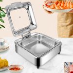 3-SOGA Stainless Steel Square Chafing Dish Tray Buffet Cater Food Warmer Chafer with Top Lid