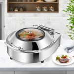3-SOGA Stainless Steel Round Chafing Dish Tray Buffet Cater Food Warmer Chafer with Top Lid