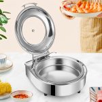 4-SOGA Stainless Steel Round Chafing Dish Tray Buffet Cater Food Warmer Chafer with Top Lid