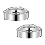 1-SOGA 2X Stainless Steel Round Chafing Dish Tray Buffet Cater Food Warmer Chafer with Top Lid