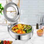 5-SOGA 2X Stainless Steel Round Chafing Dish Tray Buffet Cater Food Warmer Chafer with Top Lid