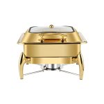 1-SOGA Gold Plated Stainless Steel Square Chafing Dish Tray Buffet Cater Food Warmer Chafer with Top Lid