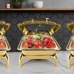 8-SOGA Gold Plated Stainless Steel Square Chafing Dish Tray Buffet Cater Food Warmer Chafer with Top Lid