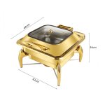 7-SOGA 2X Gold Plated Stainless Steel Square Chafing Dish Tray Buffet Cater Food Warmer Chafer with Top Lid