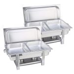 1-SOGA 2X Double Tray Stainless Steel Chafing Catering Dish Food Warmer
