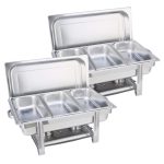 1-SOGA 2X Triple Tray Stainless Steel Chafing Catering Dish Food Warmer